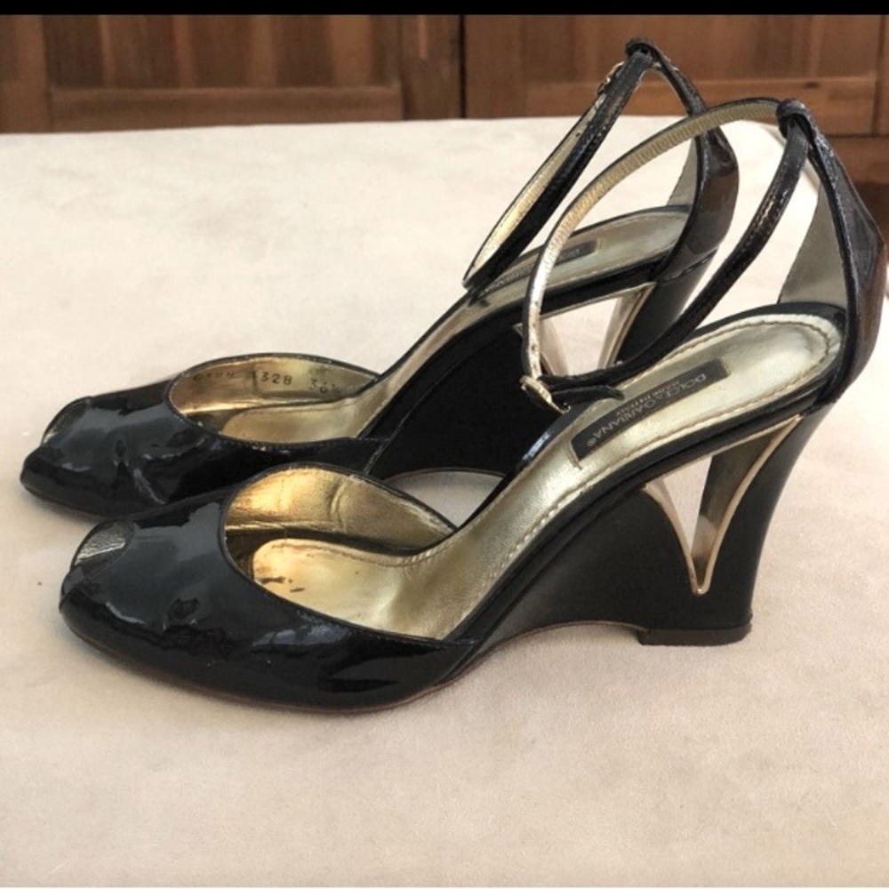 Dolce & Gabanna black peep toe wedges